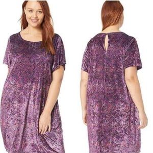 Lucky Brand Crushed Velvet Floral Shift Dress 2X